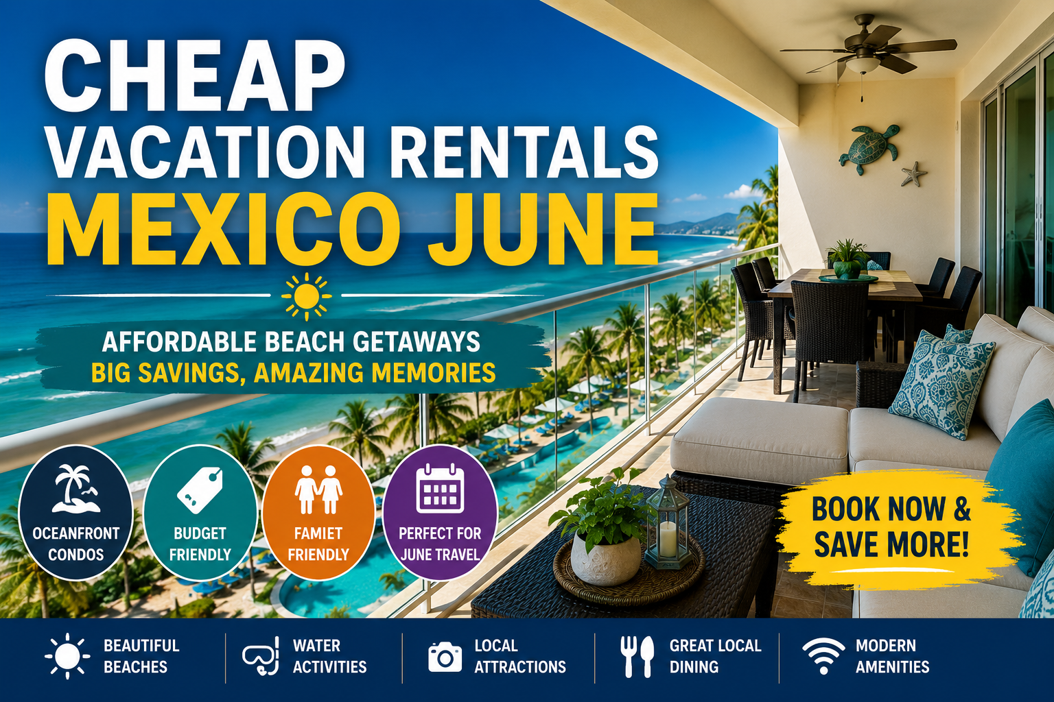 Cheap Vacation Rentals Mexico June | Oceanfront Condo